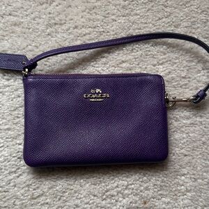 Coach Rich Purple Leather Wristlet